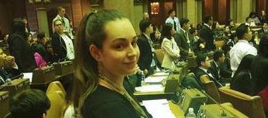 Hispanic and Latino students debate legislation during a mock Assembly in Albany